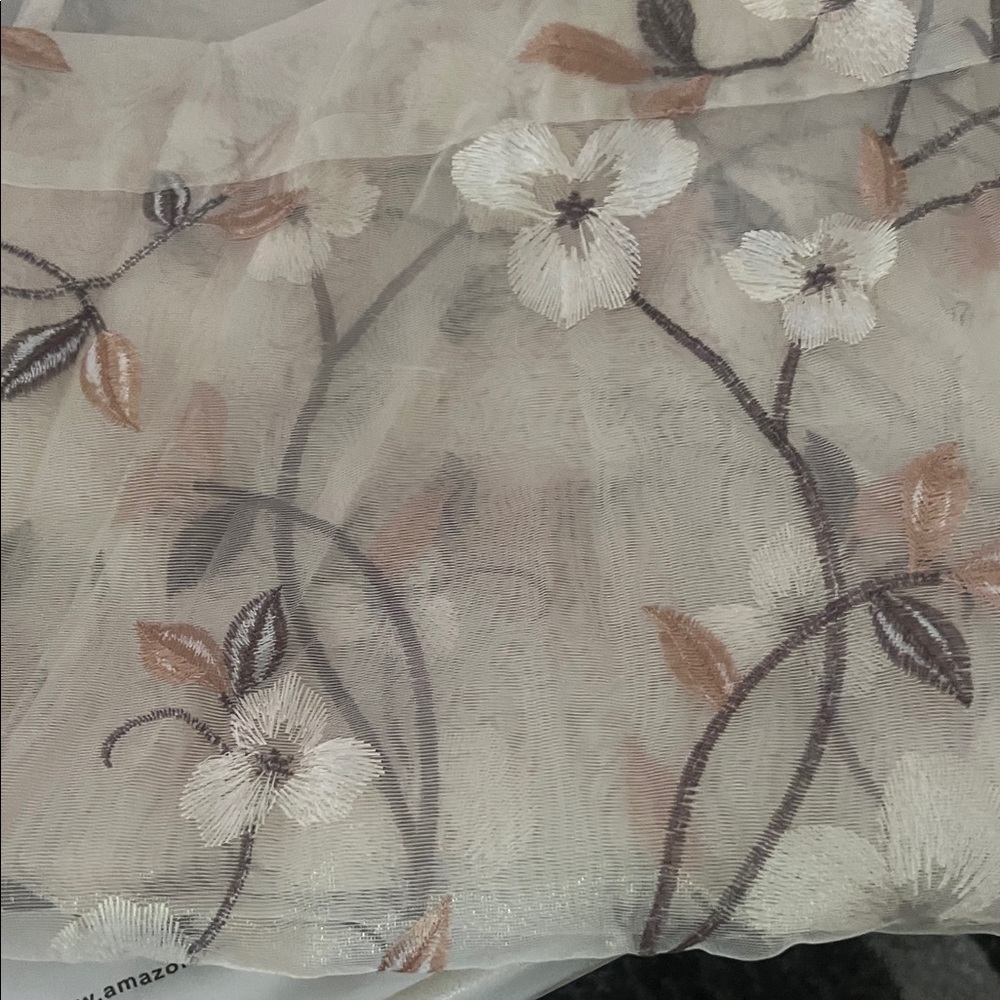 Sheer Floral Embroidered Overlay in Ivory and Taupe curtains